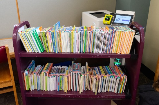 A shelf with books on itDescription automatically generated